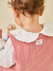 JoJo Maman Bébé Rose Pink Peter Rabbit Flopsy Bunny Blouse, Legging & Gilet Baby Set - Image 2 of 11