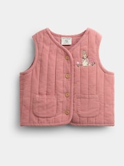JoJo Maman Bébé Rose Pink Peter Rabbit Flopsy Bunny Blouse, Legging & Gilet Baby Set - Image 4 of 11