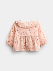 JoJo Maman Bébé Pale Pink Woodland Baby Blouse & Chambray Trouser Set - Image 3 of 7