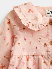 JoJo Maman Bébé Pale Pink Woodland Baby Blouse & Chambray Trouser Set - Image 6 of 7
