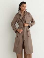 Reiss Taupe Neutral Azura Hooded Insert Trench Coat - Image 10 of 12