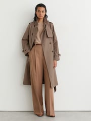 Reiss Taupe Neutral Azura Hooded Insert Trench Coat - Image 11 of 12