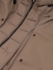 Reiss Taupe Neutral Azura Hooded Insert Trench Coat - Image 12 of 12