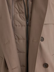 Reiss Taupe Neutral Azura Hooded Insert Trench Coat - Image 7 of 12