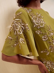 Friends Like These Green Petite Embellished Detail Short Sleeve Midi Dress - Image 3 of 6