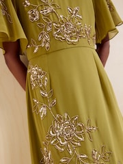 Friends Like These Green Petite Embellished Detail Short Sleeve Midi Dress - Image 4 of 6