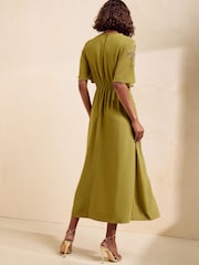 Friends Like These Green Petite Embellished Detail Short Sleeve Midi Dress - Image 6 of 6