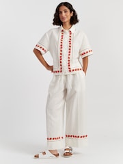 Chinti & Parker Cream Linen Blend Strawberry Trousers - Image 1 of 4