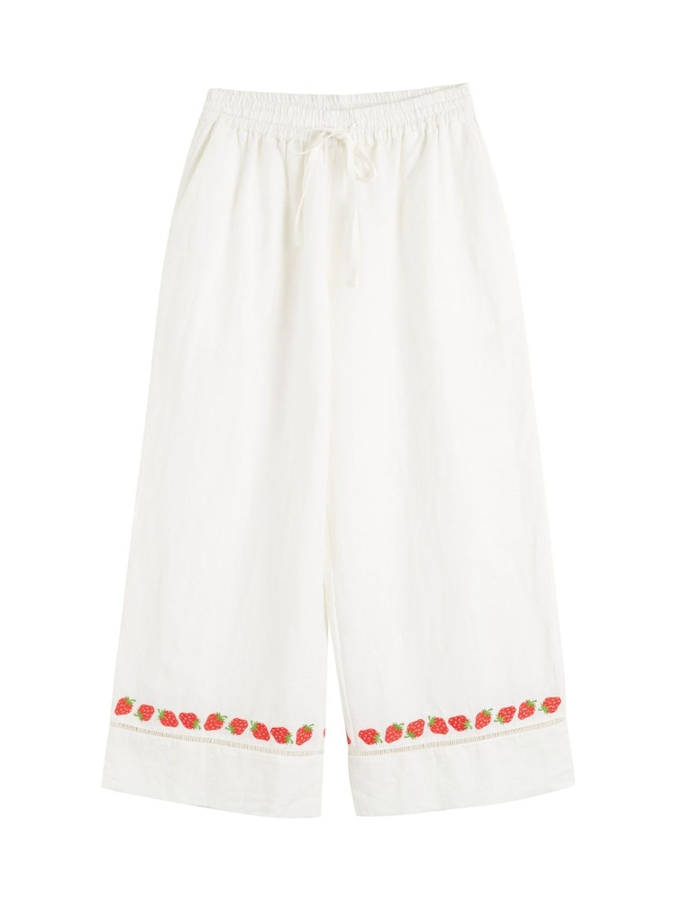 Chinti & Parker Cream Linen Blend Strawberry Trousers - Image 4 of 4 Chinti & Parker Cream Linen Blend Strawberry Trousers - Image 4 of 4