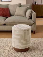 MADE.COM Natural Sand Clyde Abstract Weave Inara Storage Stool - Image 1 of 5