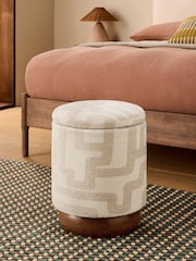 MADE.COM Natural Sand Clyde Abstract Weave Inara Storage Stool - Image 2 of 5