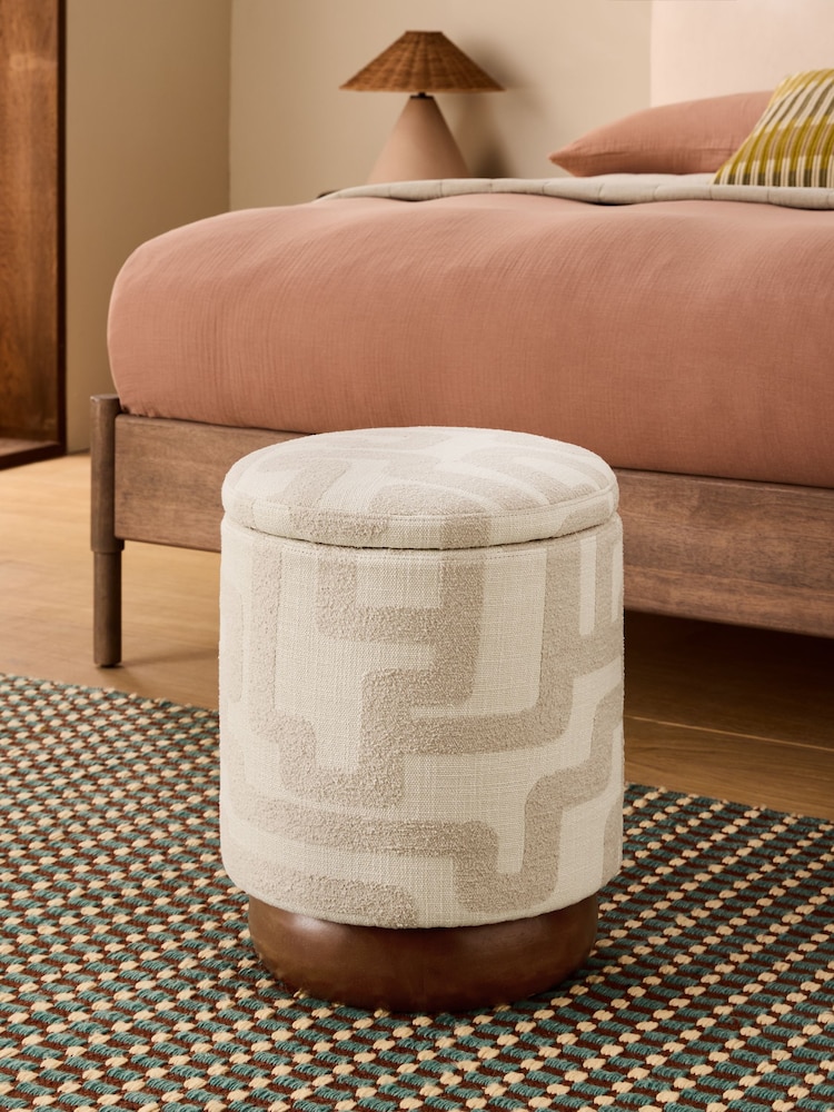 MADE.COM Natural Sand Clyde Abstract Weave Inara Storage Stool - Image 2 of 5 MADE.COM Natural Sand Clyde Abstract Weave Inara Storage Stool - Image 2 of 5