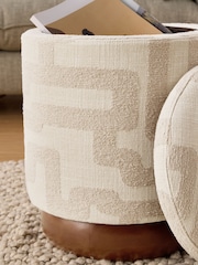 MADE.COM Natural Sand Clyde Abstract Weave Inara Storage Stool - Image 4 of 5