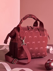 Burgundy Red Bow Print Lunch Bag - Image 1 of 3