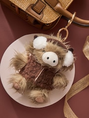 Natural Hamish The Highland Cow Winter Cute Keyring Charm Bag - Image 1 of 4