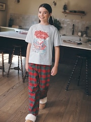 Red/Grey Vintage Christmas Wide Leg Woven Pyjamas 1 Pack (3-16yrs) - Image 1 of 7
