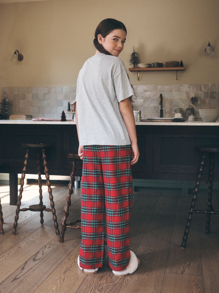 Red/Grey Vintage Christmas Wide Leg Woven Pyjamas 1 Pack (3-16yrs) - Image 2 of 7 Red/Grey Vintage Christmas Wide Leg Woven Pyjamas 1 Pack (3-16yrs) - Image 2 of 7