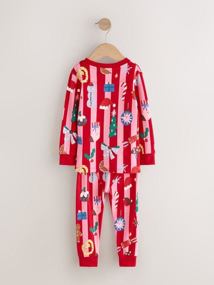 Red/Pink Stripe Christmas Snuggle Pyjamas 1 Pack (9mths-12yrs) - Image 2 of 4 Red/Pink Stripe Christmas Snuggle Pyjamas 1 Pack (9mths-12yrs) - Image 2 of 4