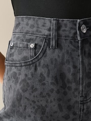 Grey Leopard Wide Leg Denim Jeans - Image 4 of 5