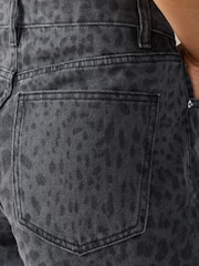 Grey Leopard Wide Leg Denim Jeans - Image 5 of 5