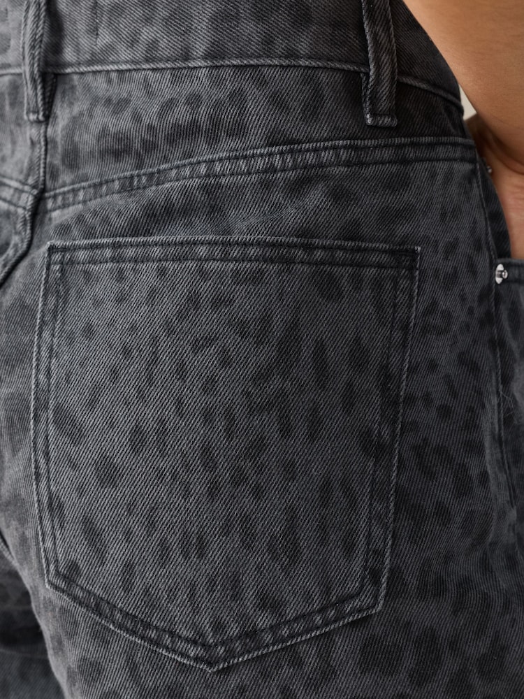 Grey Leopard Wide Leg Denim Jeans - Image 5 of 5 Grey Leopard Wide Leg Denim Jeans - Image 5 of 5