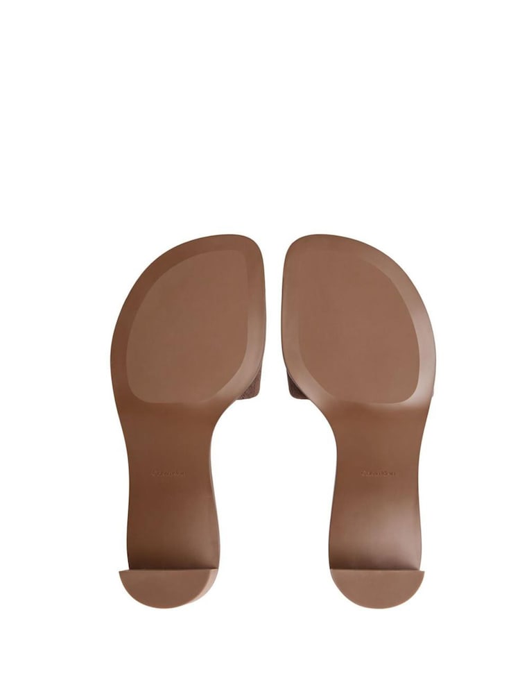 Calvin Klein Cream/Beige Logo Jacquard Block Heel Sandals - Image 4 of 4