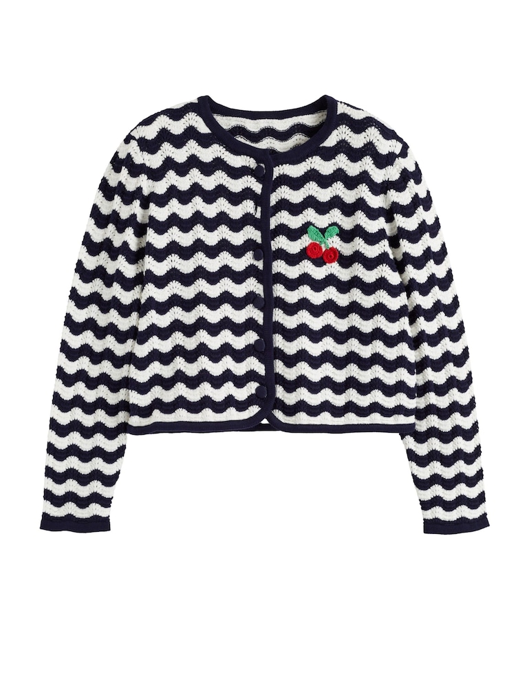 Chinti & Parker Blue Cotton Cherry Crochet Cardigan - Image 4 of 4