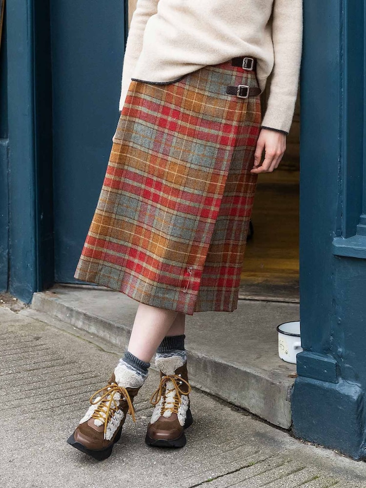 Celtic & Co. Brown Celt Midi Kilt Skirt - Image 1 of 4