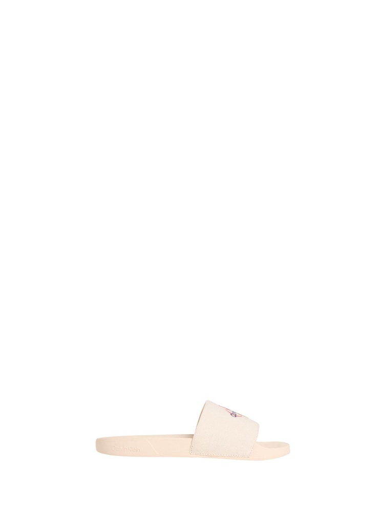 Calvin Klein Pink Canvas Signature Logo Sliders - Image 1 of 4