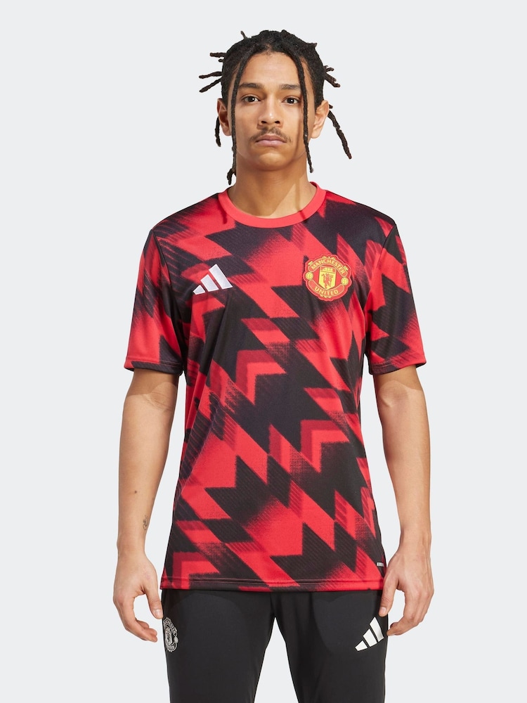 adidas Red Manchester United Pre Match Jersey - Image 1 of 8