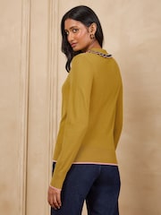 Love & Roses Green Tipped Ruffled Collar Long Sleep Knitted Top - Image 4 of 4