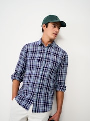 Crew Clothing Blue Long Sleeve Linen Check Shirt - Image 1 of 5