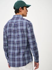 Crew Clothing Blue Long Sleeve Linen Check Shirt - Image 2 of 5