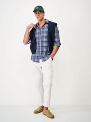 Crew Clothing Blue Long Sleeve Linen Check Shirt - Image 3 of 5