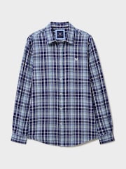 Crew Clothing Blue Long Sleeve Linen Check Shirt - Image 5 of 5