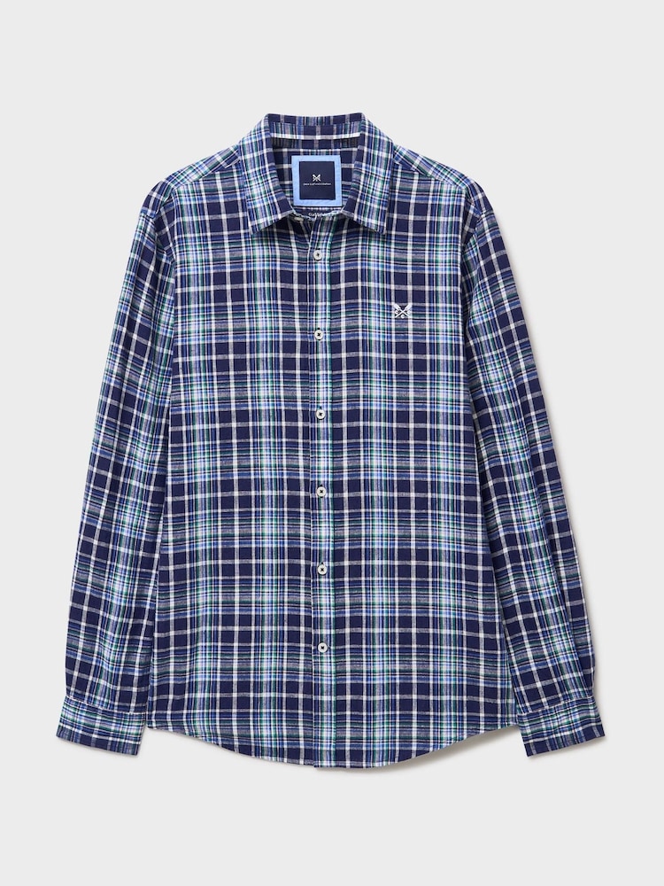 Crew Clothing Blue Long Sleeve Linen Check Shirt - Image 5 of 5