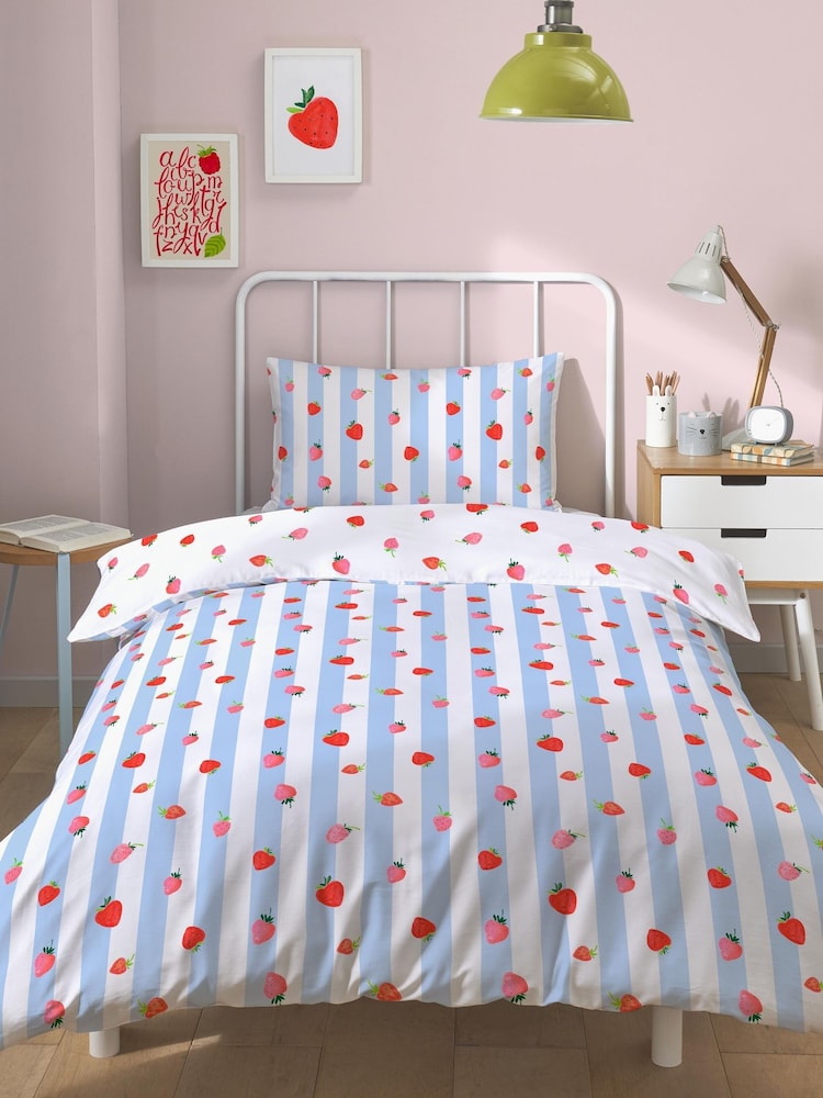 Copenhagen Home Blue Strawberry Stripe Duvet Cover Set - Image 2 of 2