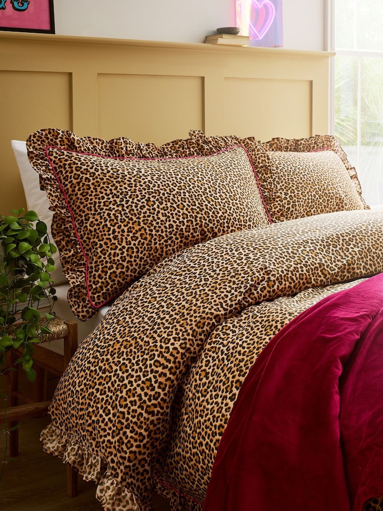 Copenhagen Home Leopard Ruffle Duvet Cover Set - Image 1 of 4