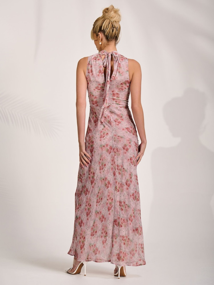 Jolie Moi Red Halter Neck Maxi Dress - Image 2 of 6 Jolie Moi Red Halter Neck Maxi Dress - Image 2 of 6