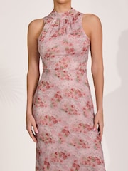 Jolie Moi Red Halter Neck Maxi Dress - Image 3 of 6