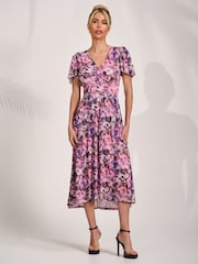 Jolie Moi Pink Petite Short Sleeve Midaxi Dress - Image 1 of 6