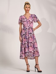 Jolie Moi Pink Petite Short Sleeve Midaxi Dress - Image 3 of 6