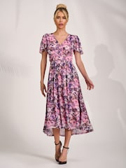 Jolie Moi Pink Petite Short Sleeve Midaxi Dress - Image 5 of 6