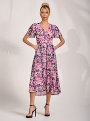 Jolie Moi Pink Petite Short Sleeve Midaxi Dress - Image 6 of 6