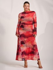 Jolie Moi Long Sleeve Slash Neck Mesh Maxi Dress - Bild 4 von 6