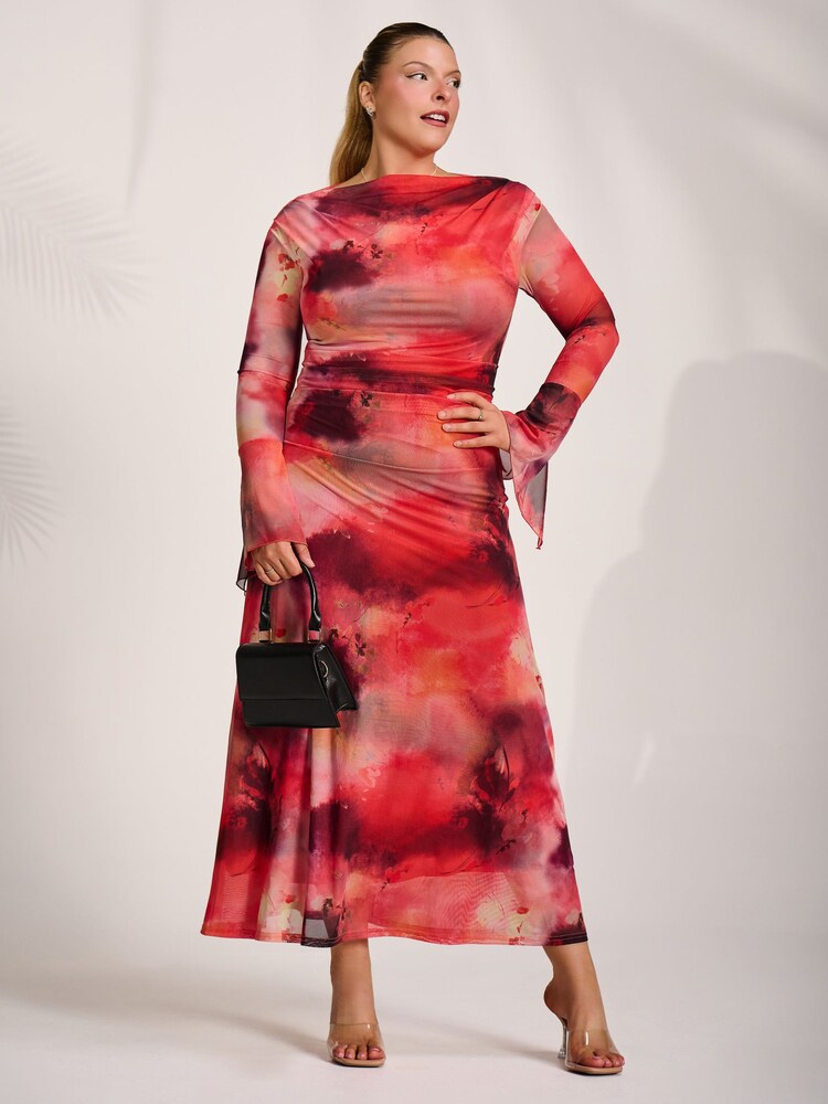 Jolie Moi Long Sleeve Slash Neck Mesh Maxi Dress - Bild 6 von 6