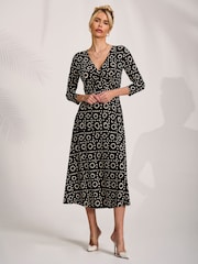 Jolie Moi Black Fit and Flare Jersey Midi Dress - Image 4 of 6