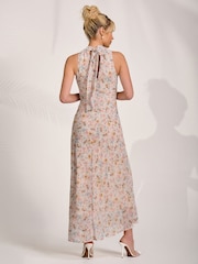 Jolie Moi Natural Chiffon Halterneck Midaxi Dress - Image 2 of 6