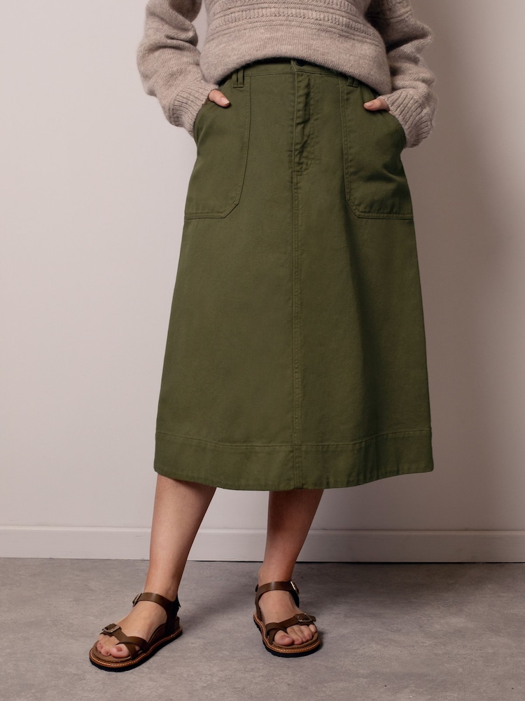 Celtic & Co. Twill A Line Green Skirt - Image 1 of 8 Celtic & Co. Twill A Line Green Skirt - Image 1 of 8