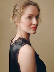 Laura Ashley Black Lace Trim V-Neck Cami Top - Image 4 of 8